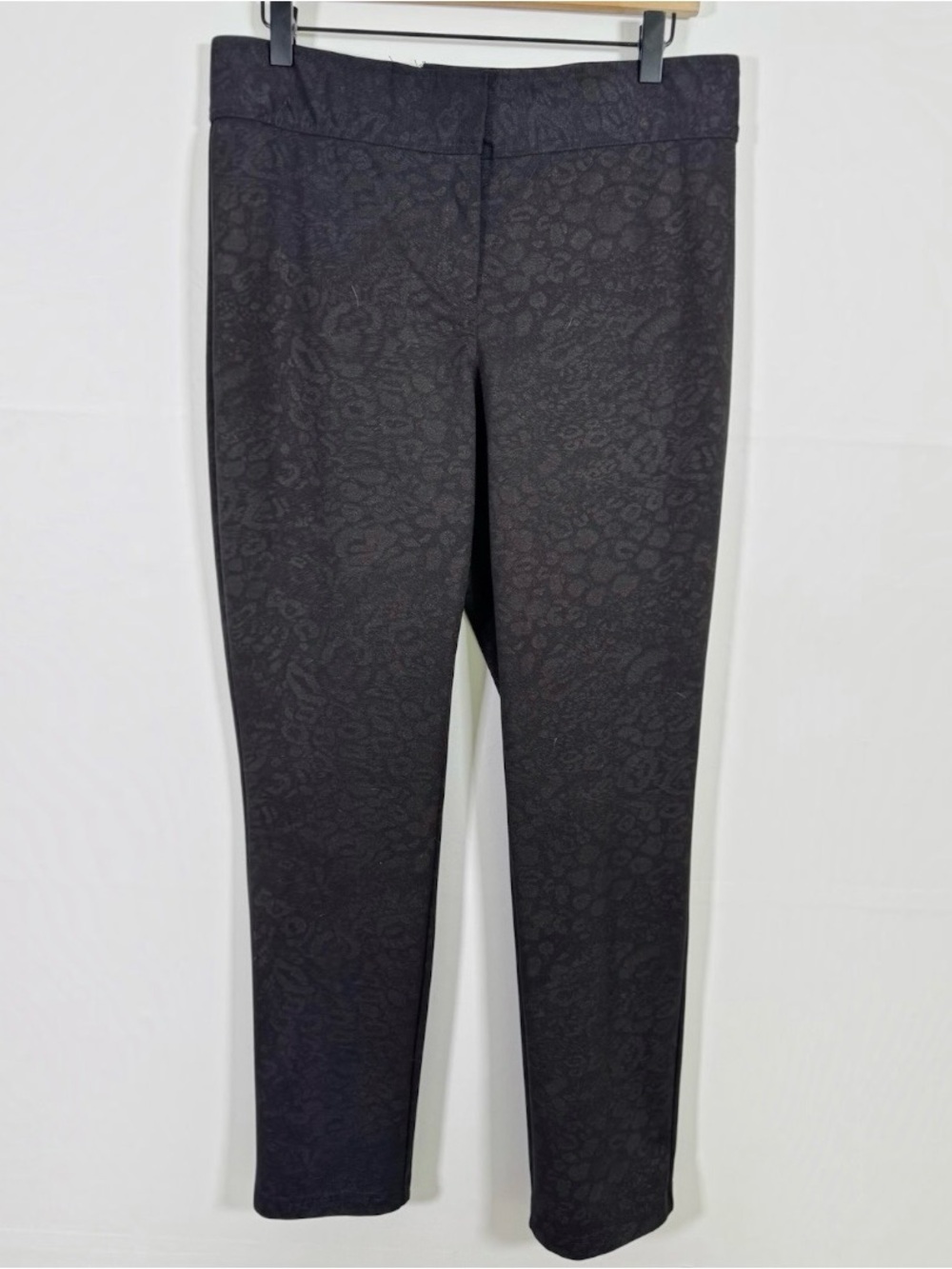 LAURA ASHLEY Ponte Black Textured Slim Fit Preppy Ankle Pants Sz 10